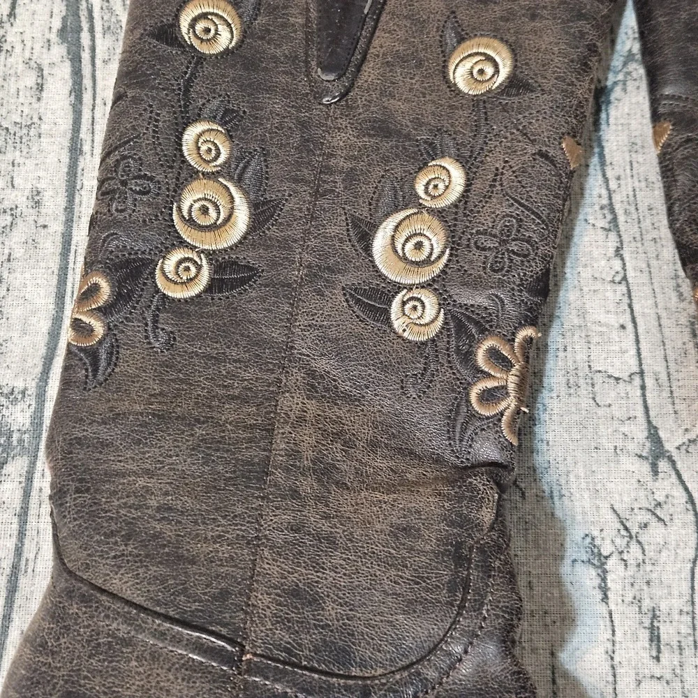 Roper‎ Rockstar 8 Ingrid Faux Leather Western Cowboy Boots Embroidered